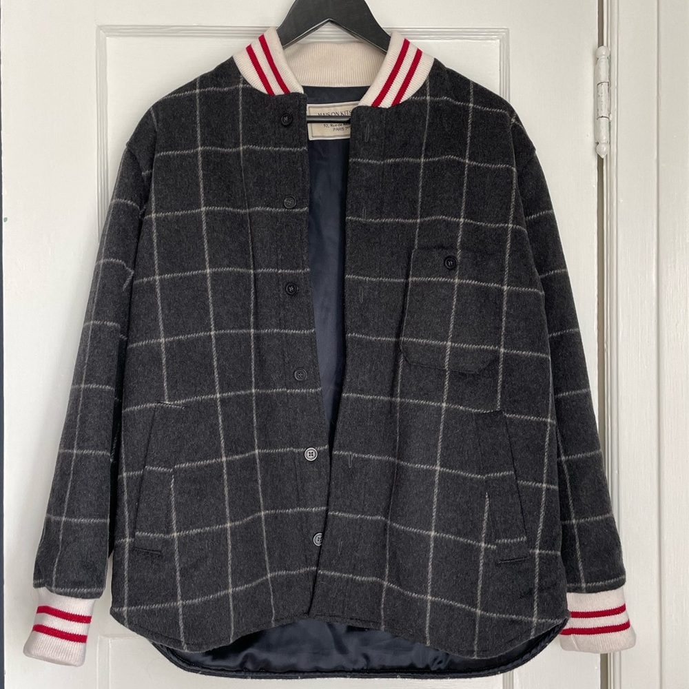 Maison Kitsuné - Button close flannel w/glitter sport stripe cuff & satin lining